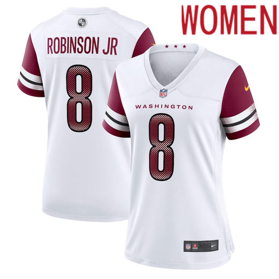 Women Washington Commanders 8 Brian Robinson Jr. Nike White Away Game Player NFL Jersey
